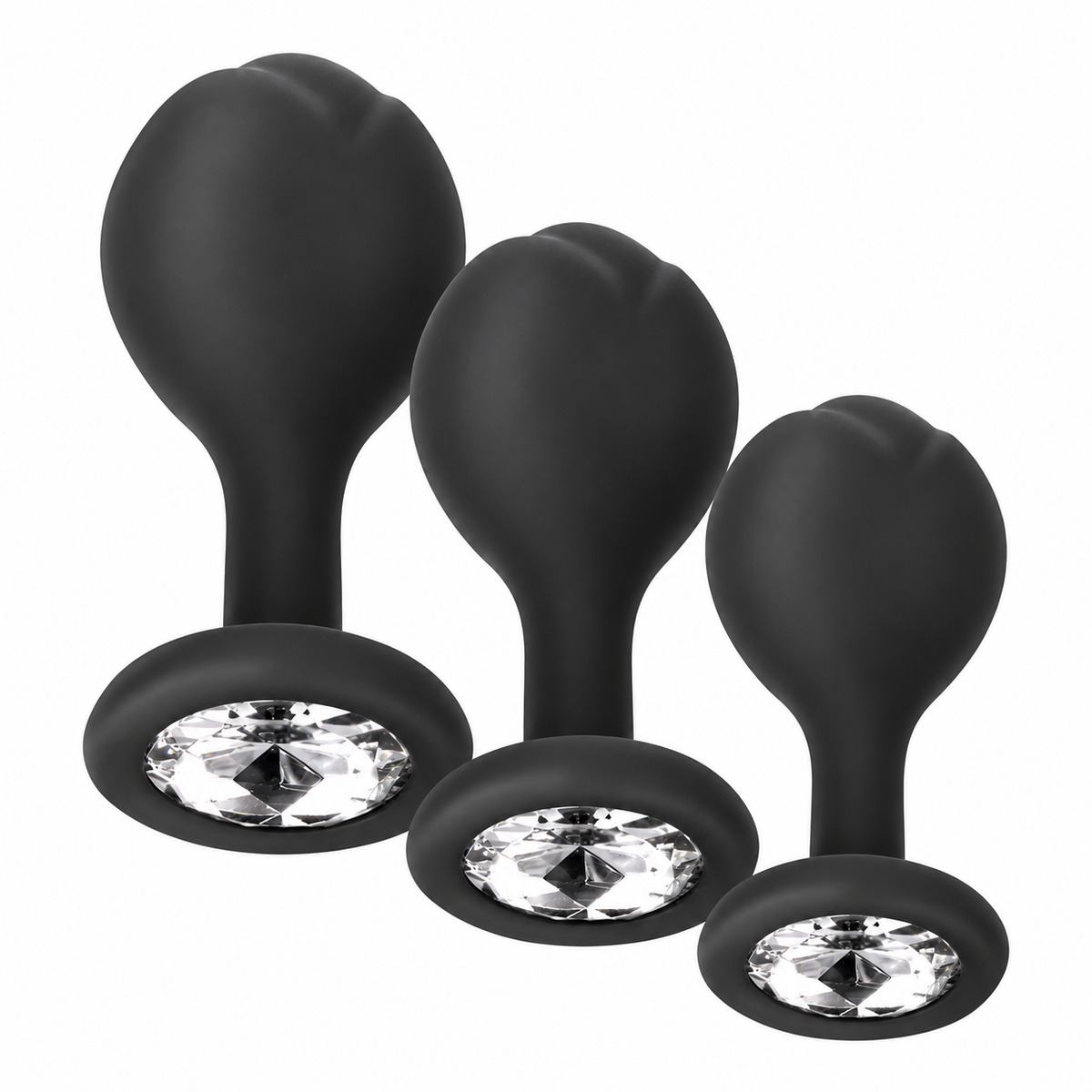 Set de 3 plug silicona anal con joya de Addicted Toys