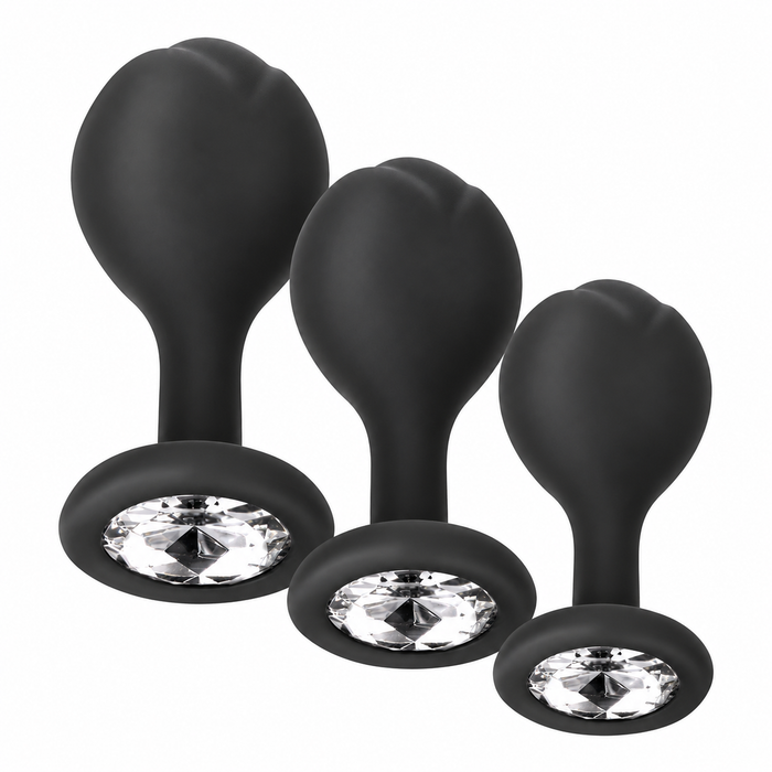 Set de 3 plug silicona anal con joya
