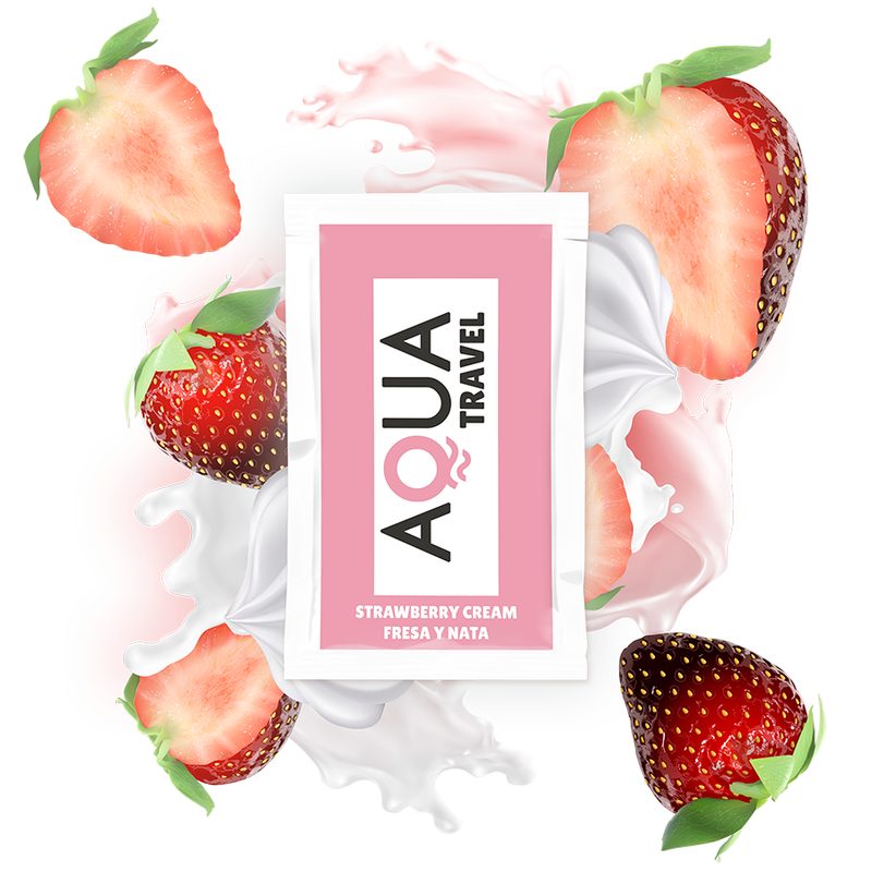 Lubricante base agua sabor fresa y nata 6 ml de Aqua Travel