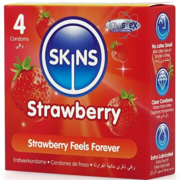 Preservativos premium sabor fresa pack 4