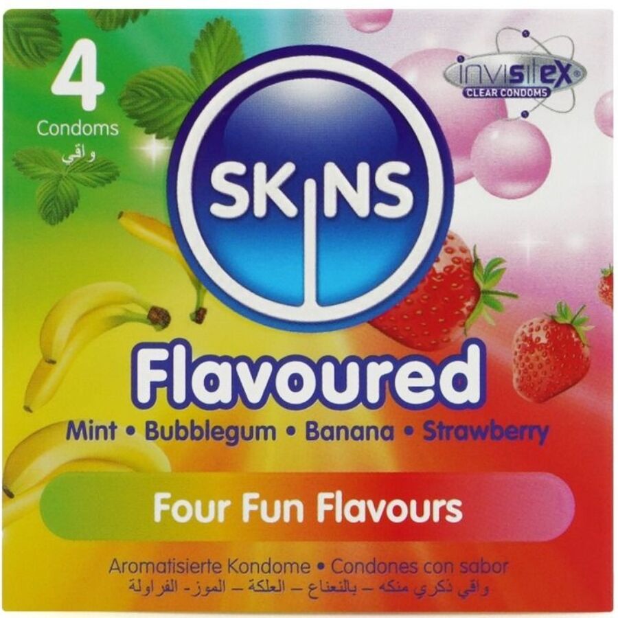 Skins Multi Sabores preservativos premium pack 4