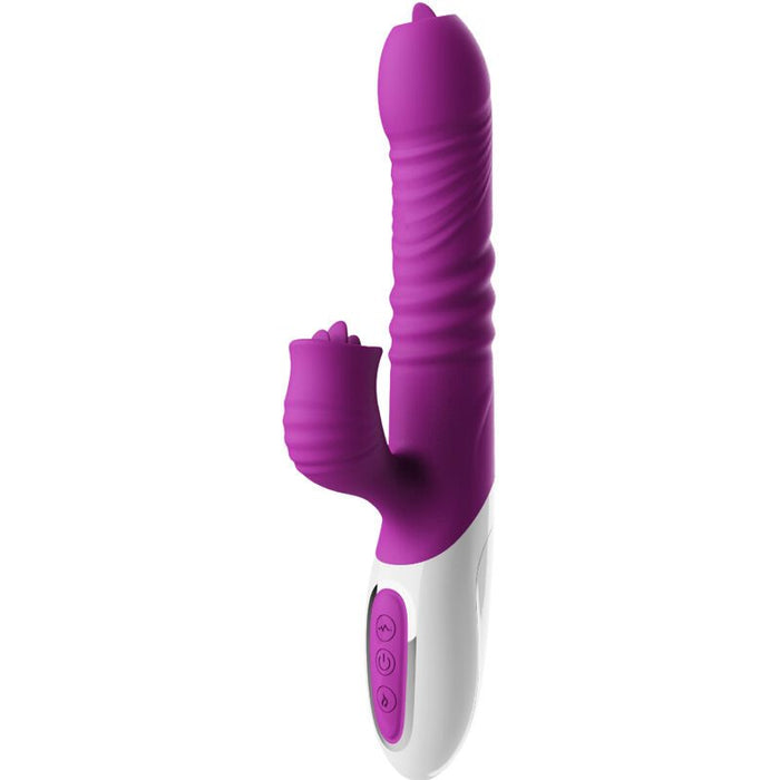 Vibrador thrusting doble lengua con efecto calor